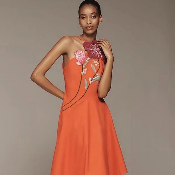 New Yukiko Noritake x Anthropologie Asymmetric Floral Midi Dress - Picture 3 of 8